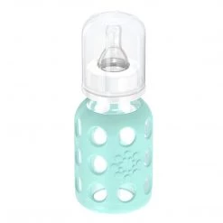 Lifefactory Glass Baby Bottle With Protective Silicone Sleeve And Stage 1 Nipple Mint 4 Oz 1