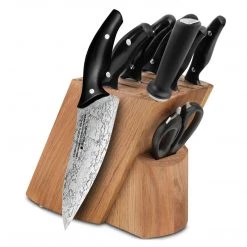 Stratus Culinary 9-Piece Ken Onion SKY Knife Block Set, Brown CUTLERY