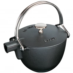 COFFEE & TEA Staub Cast Iron 1-Quart Round Tea Kettle - Matte Black