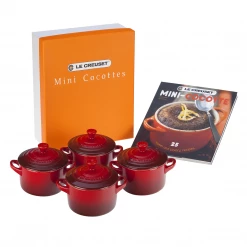 Le Creuset Mini Cocottes Set With Cookbook - Cerise COOKWARE