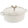 COOKWARE Staub Cast Iron 5.75-Quart Coq Au Vin Cocotte - White