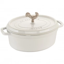 COOKWARE Staub Cast Iron 5.75-Quart Coq Au Vin Cocotte - White