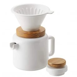 BonJour 4-Cup Pour Set Stoneware Coffee Maker, Matte White COOKWARE