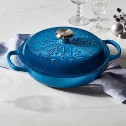 Le Creuset 2.25 Qt. Noel Collection: Signature Braiser - Embossed Snowflake W/ Stainless Steel Knob - Marseille LeCreuset 13 Le Creuset 2.25 Qt. Noel Collection: Signature Braiser - Embossed Snowflake W/ Stainless Steel Knob - Marseille LeCreuset