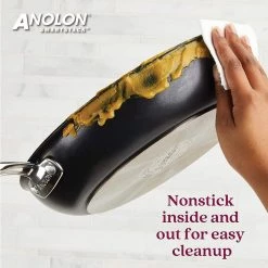 Anolon, Black SmartStack Hard-Anodized Nesting Pots And Pans Cookware Set, 10-Piece, Black, 23.5 X 14 X 13.5 Inches