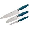 Rachael Ray Cutlery Japanese Stainless Steel Knives Set With Sheaths, 8-Inch Chef Knife, 5-Inch Santoku Knife, And 3.5-Inch Paring Knife, Teal