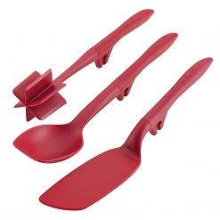 COOKWARE Rachael Ray Tools And Gadgets Lazy Crush & Chop, Flexi Turner, And Scraping Spoon Set / Cooking Utensils - 3 Piece, Red