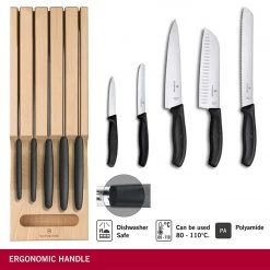 Victorinox Swiss Classic, 5-Piece Set With In-Drawer Knife Holder, Black