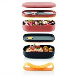 Lekue LunchBox-To-Go Travel Container Set, Coral