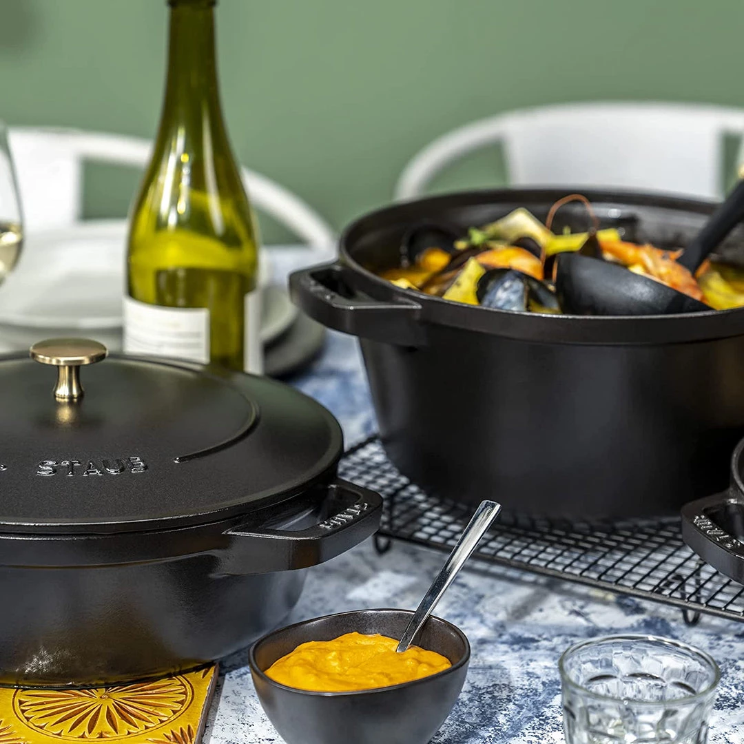 Staub Cast Iron 4-pc Stackable Set - Black 12 Staub Cast Iron 4-pc Stackable Set - Black