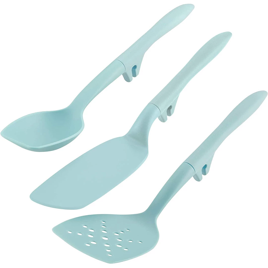 Rachael Ray Tools And Gadgets Spoon, Slotted And Solid Turners Set/ Cooking Utensils - 3 Piece, Light Blue 3 Rachael Ray Tools And Gadgets Spoon, Slotted And Solid Turners Set/ Cooking Utensils - 3 Piece, Light Blue