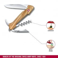 CUTLERY Victorinox Swiss Army Knife, Wine Master With Leather Pouch, Olive
