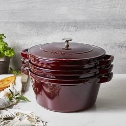 COOKWARE Staub Cast Iron 4-pc Stackable Set - Grenadine
