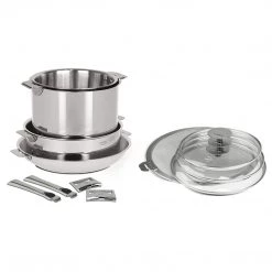 CRISTEL, 18-10 Stainless Steel Set Of 12 Piece, 5-Ply Construction, Shinny Finish, Dishwasher Oven Safe, All Hobs + Induction, Casteline Collection, MADE IN France. COOKWARE