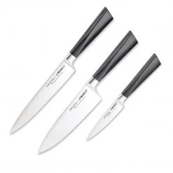 CRISTEL, 1.4116 Grade Stainless Steel Set Of 3 Knives Includes: Utility Knife 7", Chef's Knife 6 1/2", Paring Knife 3 1/2", Perfectly Balanced, Cristel X Marttiini. CUTLERY