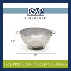 RSVP International International Endurance Stainless Steel Precision Pierced Colander, 5-Quart (Punch-5) COOKS TOOLS 12 RSVP International International Endurance Stainless Steel Precision Pierced Colander, 5-Quart (Punch-5) COOKS TOOLS