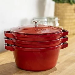 Staub Cast Iron 4-pc Stackable Set - Cherry COOKWARE