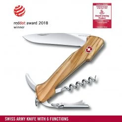 CUTLERY Victorinox Swiss Army Knife, Wine Master With Leather Pouch, Olive