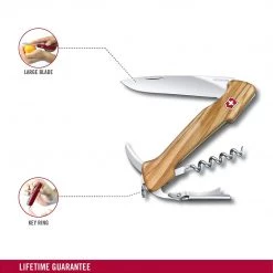 CUTLERY Victorinox Swiss Army Knife, Wine Master With Leather Pouch, Olive