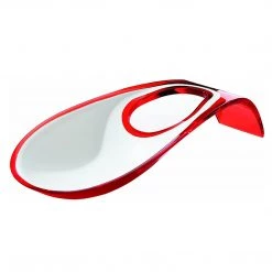 Guzzini Guzzinchesi TWO-TONE LADLE REST Clear Red 1,77x9,45x9,45 Inches. COOKS TOOLS