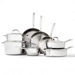 Green Pan OXO Good Grips Pro Tri Ply Stainless Steel Dishwasher Safe Nonstick Cookware Pots And Pans Set, 13 Piece
