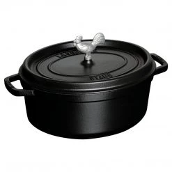 COOKWARE Staub Cast Iron 5.75-Quart Coq Au Vin Cocotte - Matte Black