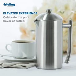 Frieling Double-Walled Stainless-Steel French Press Coffee Maker, Brushed, 17 Ounces COFFEE & TEA