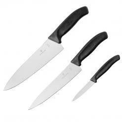 CUTLERY Victorinox Swiss Classic, 3-Piece Chef's Set (8" Chef's, 8" Carving, 3.25" Paring), Black