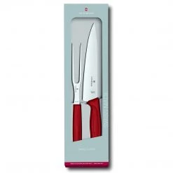 Victorinox Swiss Classic, 2-Piece Carving Set (8" Carving, 6" Carving Fork), Red CUTLERY