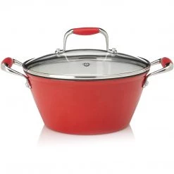 Michelle B. By Fagor Cast Iron Lite Soup Pot With Lid, Red, 3-Qt. COOKWARE