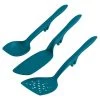 Rachael Ray Tools And Gadgets Spoon, Slotted And Solid Turners Set/ Cooking Utensils - 3 Piece, Teal Blue