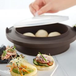 Lekue Steamed Bread Bun Cooker. Microperforated Steamer For Creating Steam Buns, Brown 16 Lekue Steamed Bread Bun Cooker. Microperforated Steamer For Creating Steam Buns, Brown