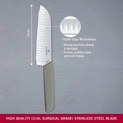 CUTLERY Victorinox Santoku, Swiss Modern, 7" Granton Blade, Olive-Green