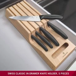 Victorinox Swiss Classic, 5-Piece Set With In-Drawer Knife Holder, Black