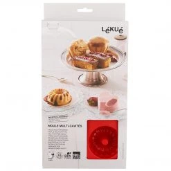 Lekue 6 Cavities Savarin Mini Multi Cavity Baking Mold, Red