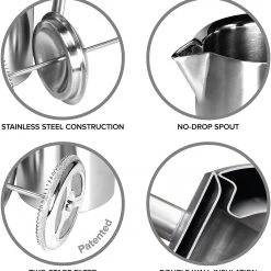 Frieling Double-Walled Stainless-Steel French Press Coffee Maker, Brushed, 17 Ounces COFFEE & TEA