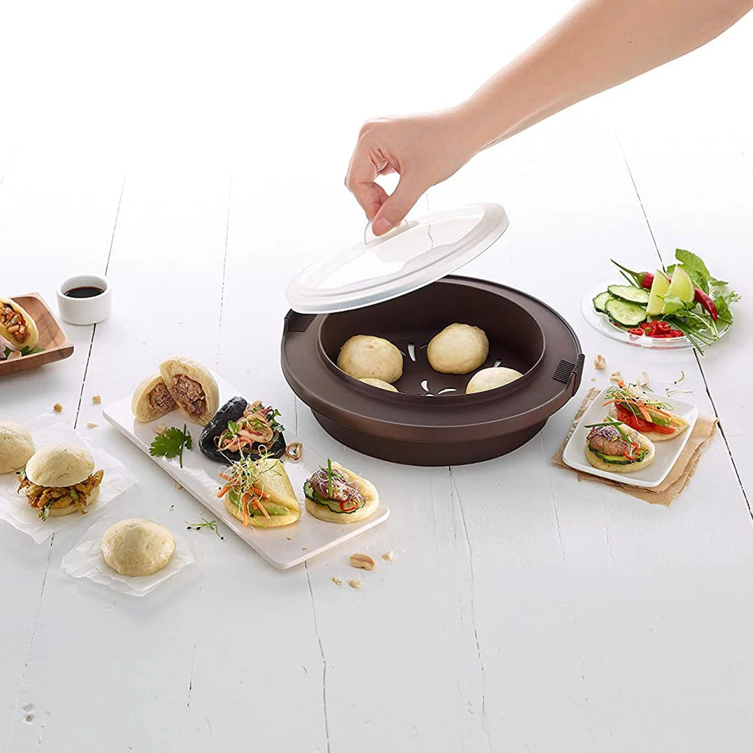 Lekue Steamed Bread Bun Cooker. Microperforated Steamer For Creating Steam Buns, Brown 10 Lekue Steamed Bread Bun Cooker. Microperforated Steamer For Creating Steam Buns, Brown