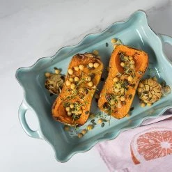 CASAFINA LG. RECT. RUFFLED BAKER - BLUE