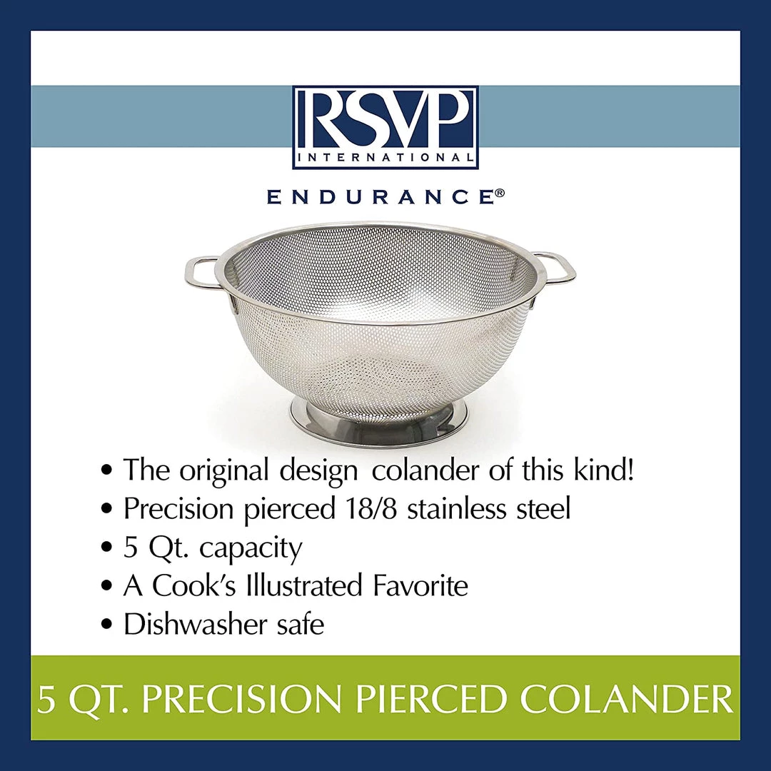 RSVP International International Endurance Stainless Steel Precision Pierced Colander, 5-Quart (Punch-5) COOKS TOOLS 8 RSVP International International Endurance Stainless Steel Precision Pierced Colander, 5-Quart (Punch-5) COOKS TOOLS