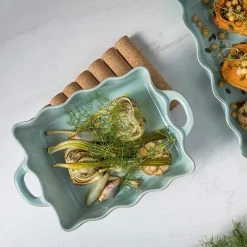 CASAFINA MED. RECT. RUFFLED BAKER - BLUE BAKEWARE