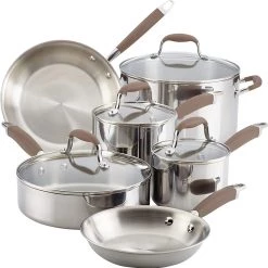 Anolon Advanced Triply Stainless Steel Cookware Pots And Pans Set, 10 Piece…