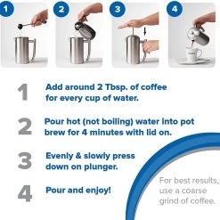 Frieling Double-Walled Stainless-Steel French Press Coffee Maker, Brushed, 17 Ounces COFFEE & TEA