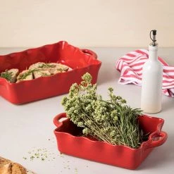 CASAFINA MED. RECT. RUFFLED BAKER - RED BAKEWARE