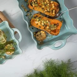 CASAFINA LG. RECT. RUFFLED BAKER - BLUE 7 CASAFINA LG. RECT. RUFFLED BAKER - BLUE