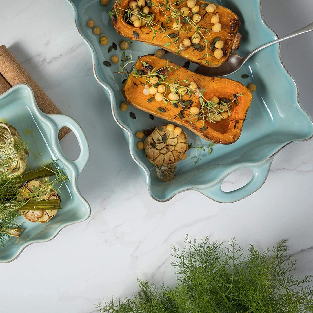 CASAFINA LG. RECT. RUFFLED BAKER - BLUE 5 CASAFINA LG. RECT. RUFFLED BAKER - BLUE