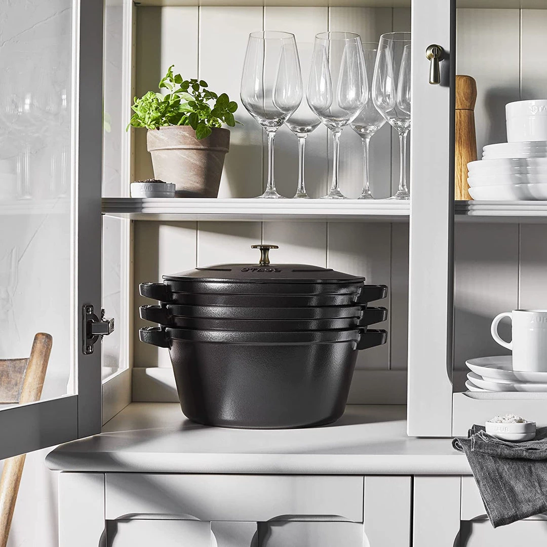 Staub Cast Iron 4-pc Stackable Set - Black 8 Staub Cast Iron 4-pc Stackable Set - Black