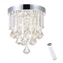 COOKWARE ANKEE Modern LED Flush Mount Ceiling Light - Smart Contemporary Ceiling Crystal Chandeliers, Work With Alexa And Google Assistant (8.7" D)