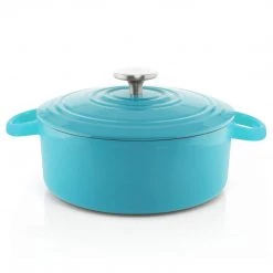 COOKWARE Chantal 3 Qt. Round Cast Iron Dutch Oven - Sea Blue