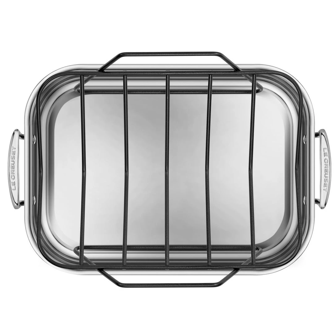 Le Creuset Stainless Steel Roasting Pan With Nonstick Rack COOKWARE 7 Le Creuset Stainless Steel Roasting Pan With Nonstick Rack COOKWARE