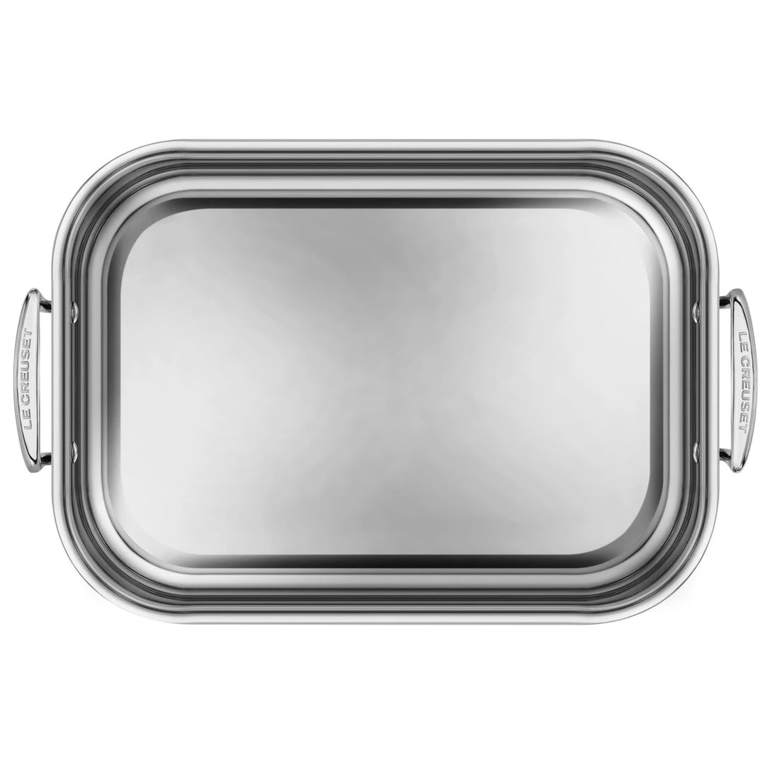 Le Creuset Stainless Steel Roasting Pan With Nonstick Rack COOKWARE 10 Le Creuset Stainless Steel Roasting Pan With Nonstick Rack COOKWARE